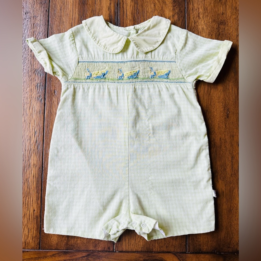 Petit Ami Smocked Grasshopper Romper 9 months